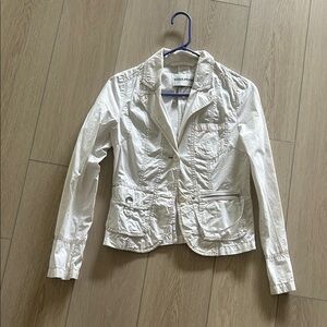 Miss Point White Cotton-Blend Women's Tailored Blazer